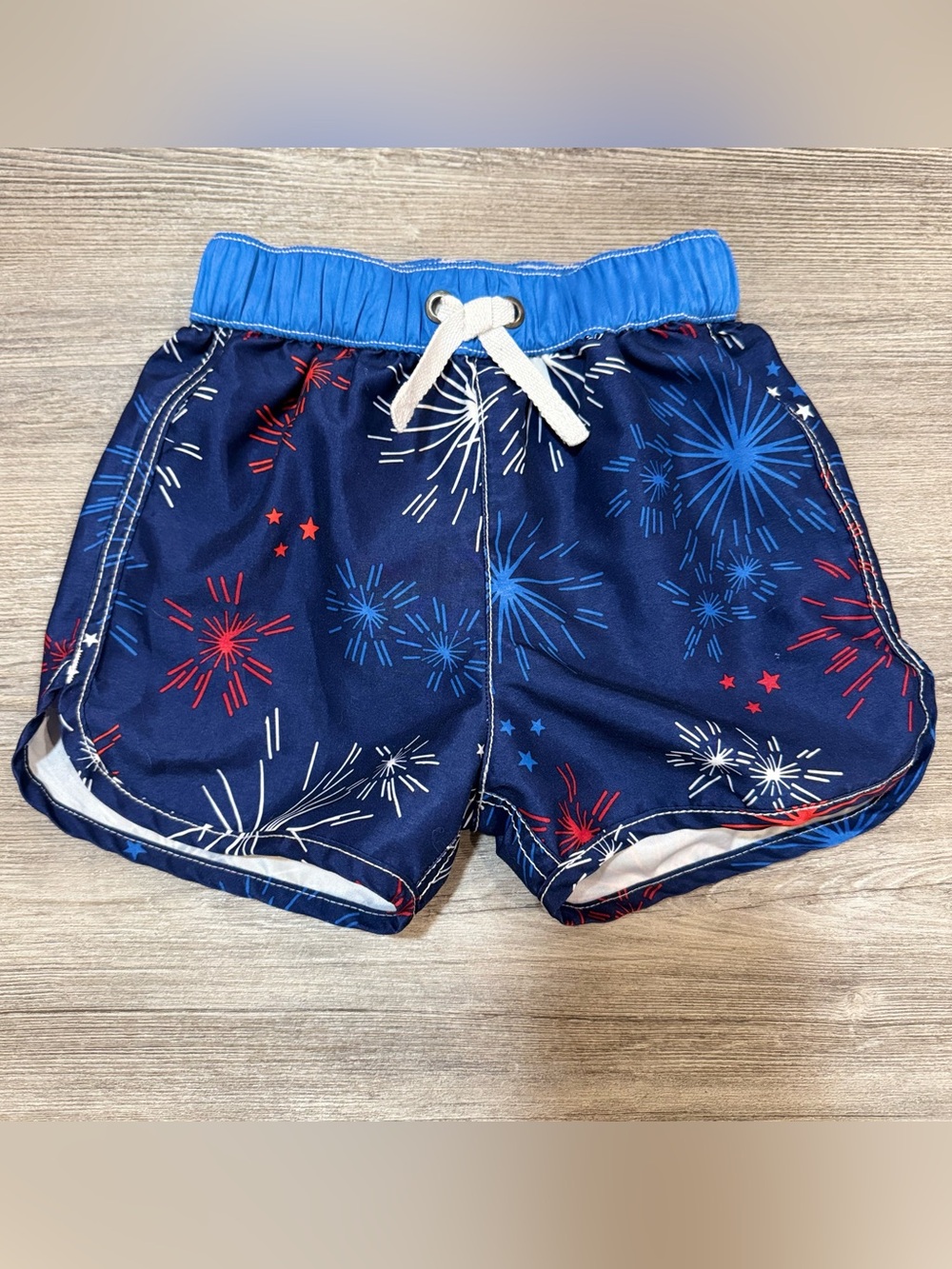 Hanna Andersson 4th of July Swim Trunks Size 18-24 months Patriotic Fireworks